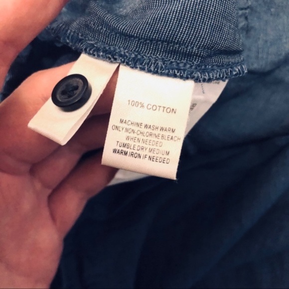 LOFT Chambray Ruffled Long Sleeve Blouse - Picture 6 of 7